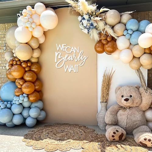 Image of We Can Bearly Wait Sign for Backdrop - Teddy Bear Themed Baby Party Banner Boy Girl Baby Shower Gender Reveal 1st Birthday Felt Letter Wall Decor Photography Background - White
