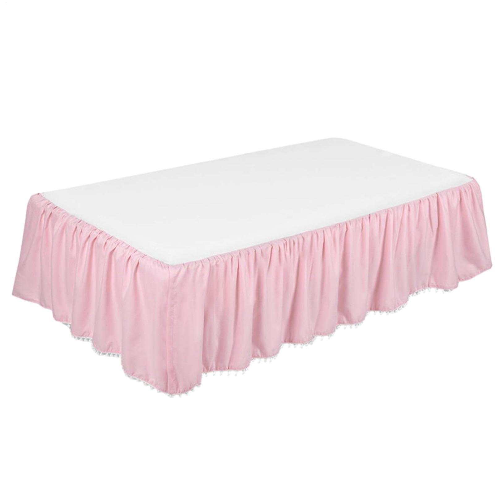 Falda de cama para cuna de 28x52 con volantes y pompones en microfibra