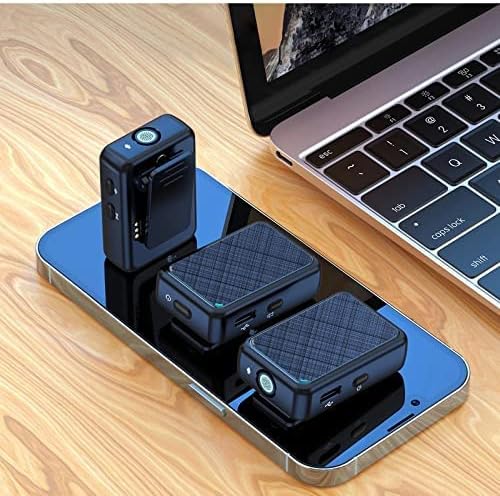 Alovon Wireless Microphone Comapatible with iPhone, Dual Mini Lavalier Lapel Mic 2.4G for Camera USB C Phone Video Recording, External Clip On Microphone for YouTube Interview Video Podcast Vlog