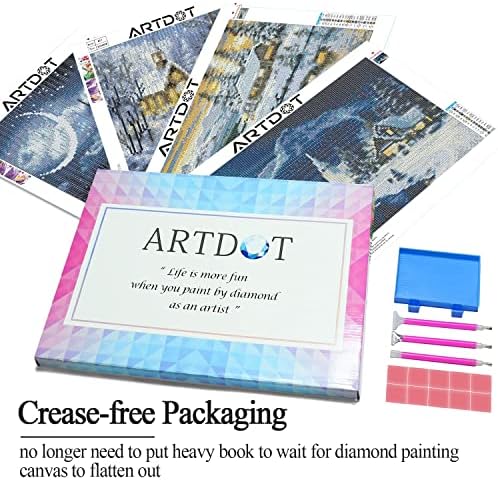 ARTDOT 4 Set 5D Diamond Painting Kits for Adults, Full Drill Winter Scenery Crystal Rhinestone Diamond Art Christmas for Home Wall Decor Gift 30 x 40 cm