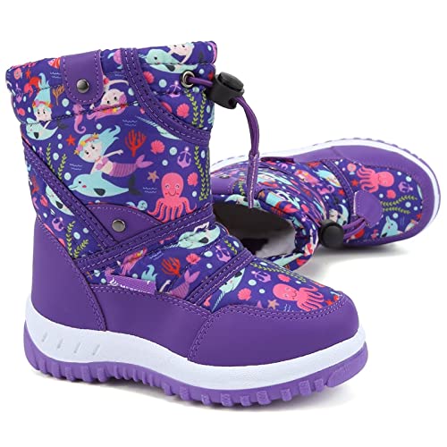 CIOR Winter Snow Boots for Boy and Girl Outdoor Waterproof with Fur Lined(Toddler/Little Kids)2