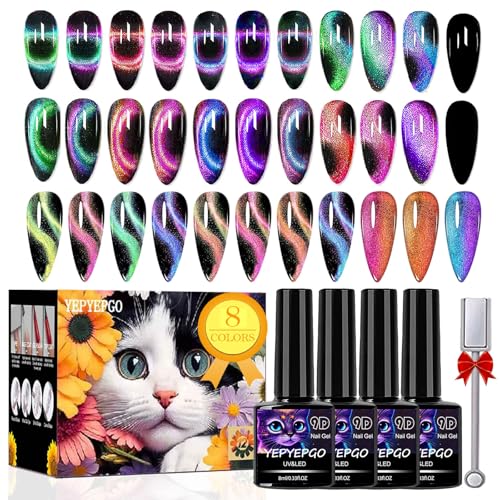 Set de esmalte de uñas gel 9D Cat Eye 8 colores miniatura 1