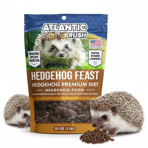 Atlantic Rush Hedgehog Feast Premium Food - 2lb Resealable Bag of Hedge Hog Delite- Small Critter Supplies Hedge Hog Food - Hedgehog Treats- Sourced & Made in The USA