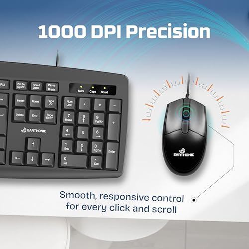 Image of WKM-100-E Wired Keyboard & Mouse Combo, USB Plug & Play Setup, Comfortable Design, Adjustable Keyboard Stand, 1.5 M Cable Length for Windows, Mac OS Computer