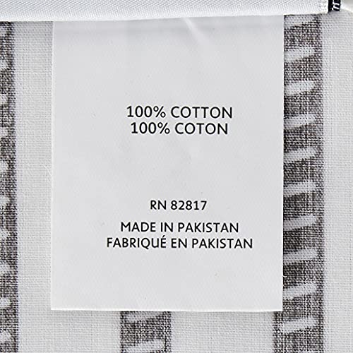 Image of Lacoste 100% Cotton Percale Sheet Set, Graphic Stripe Print, Dark Grey, Queen