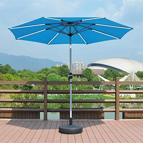 Outdoor Garden Parasols 2.7M Garden Parasol Umbrella 360-Degree LED Market Patio Umbrella with 8 LED Solar Lights Outdoor Patio Beach Sun Shade,Without Parasol Base - Image 5