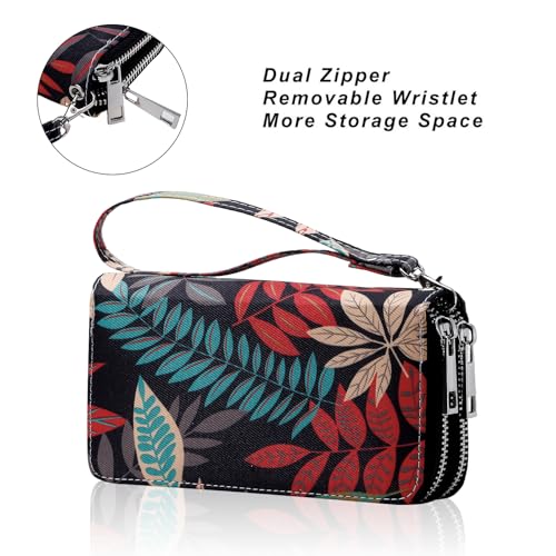 Image of Double Zipper Wallet for Woman Clutch Purse with Cell Phone Holder for Smartphone /Card /Coin /Cash