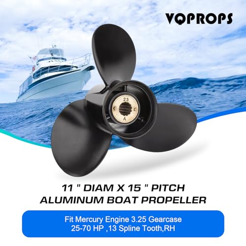 Image of Your Props Marine OEM Upgrade 13 Spline Tooth Prop Aluminum Outboard Boat Propeller Compatible Fit Mercury Engines with 3-1 /4 inch Gearcase 2&4 Stroke 30 /35 /40 /45 /50 /55 /60 /70HP,RH