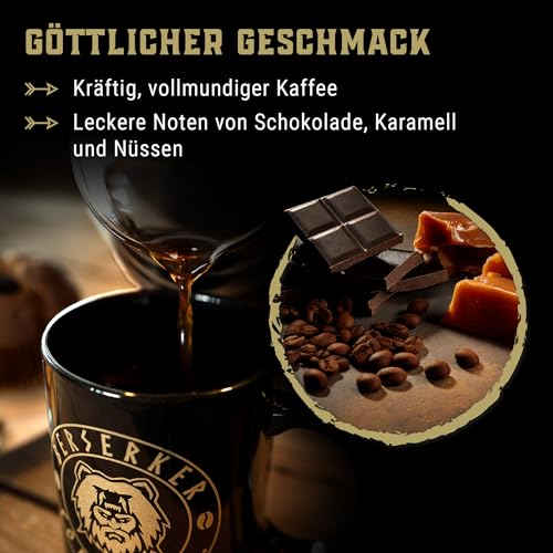 BERSERKER COFFEE - Allfather Blend, 500g - 50% Arabica, 50% Robusta Kaffeebohnen - säurearmer...