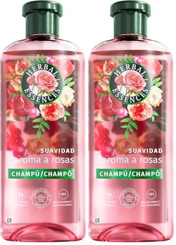 Herbal Essences Suavidad Champú Rosas, 350 ml, Hidrata, De Origen Natural*, Sin Siliconas, Vegano, No Testado En Animales *Ingredientes De La Fórmula (Paquete de 2)