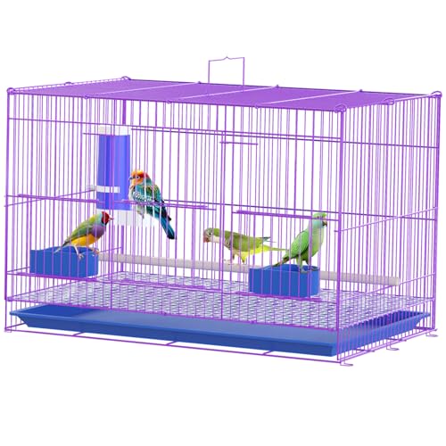 Image of Luxury Metal Bird Cage - Designed for Small to Medium-Sized Birds, 20-Inch Large Capacity, Suitable for Parrots, Finches, Cockatiels, and More Pet Birds(Purple)