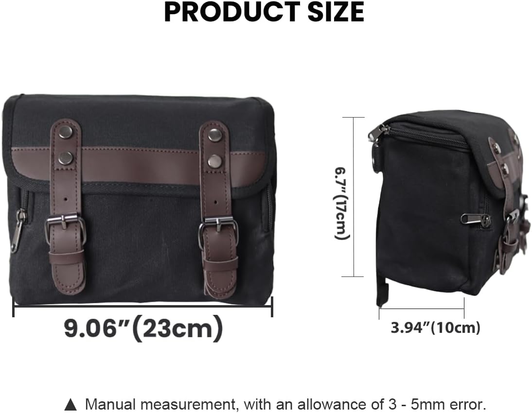 Motorcycle Tool Bag Vintage Saddle Bag Motorcycle Fork Bag Canvas Sissy Bar Bags Handbar Bag for Bike Large Capacity Waterproof Storage Bag for Powersports Cameral Bag for Men&Women image 4
