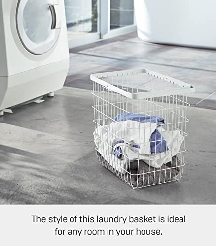 Yamazaki Home Laundry Basket-Storage Hamper | Steel, Large, White #TOP1