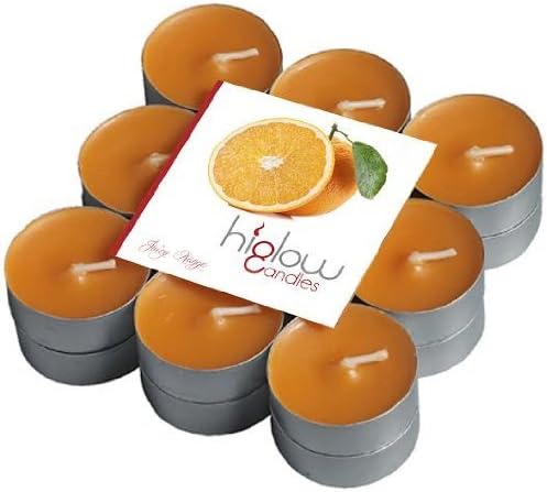 Orange Halloween Decor Scented Tea Lights - 18 Pack Juicy Orange Scent - pumpkin color Tealight Candles Perfect