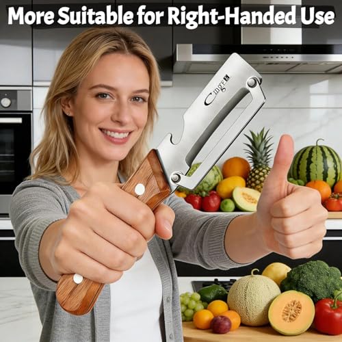 TEEVEA Vegetable Peeler, Stainless Steel Wooden Handle for Potato, Apple — view 3