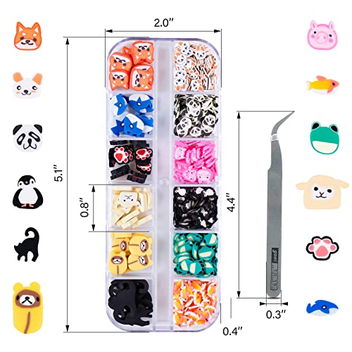 Nail Art Handcrafted 3D Charm Soft Polymer Clay Slices Cartoon Animal, For Epoxy Resin Fashion Diy Manicure Sequins Decoration Assorted Flake Design Slime Making Kit #TOP6