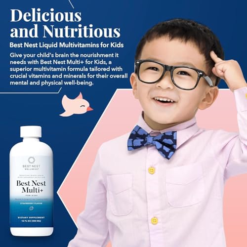 Best Nest Wellness Kids Liquid Multivitamin: Methylated Vitamins, Whole Food, Vegan, B12, Gluten-Free, Non-GMO Methylfolate Daily Liquid Vitamins for Kids with Immune Support -Strawberry Flavor, 16oz - Thumbnail 4