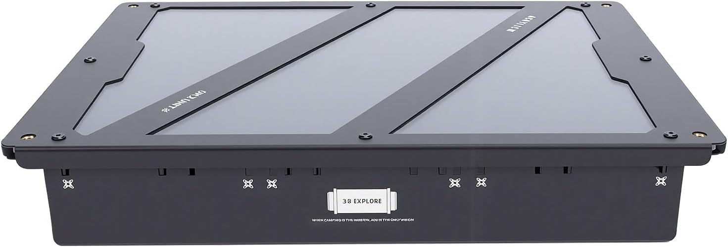 AMONIDA Unit Plate Light Box Industrial Style Large Capacity Stainless Steel Acrylic Lamp Show Box for Camping, Storage Bag Included