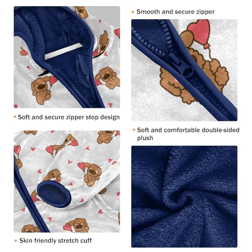 Cute Kawaii Dog Girls Fleece Jacket Girls Fall Jacket Girls Zip Up Hoodie Girls Sherpa Jacket 2-10T3