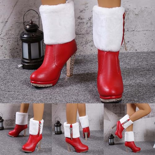 Bottes mi-hautes chaudes en peluche à fermeture éclair facile - 2