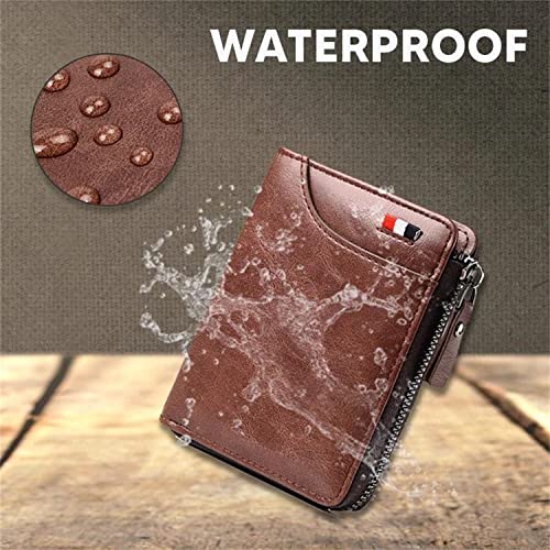 2023 New Multi-Functional RFID Blocking Waterproof Durable PU Leather Wallet, Large Capacity Zipper Wallets for Men Holds 1-14 Cards, Soft Slim Genuine Leather RFID Blocking Wallet Technology (BROWN)4