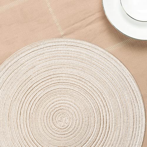 Round Braided Placemats 15 Inch Round Table Mats For Dining Tables Natural Woven Heat Resistant Place Mats Set Of 6 (Round Beige) #TOP3