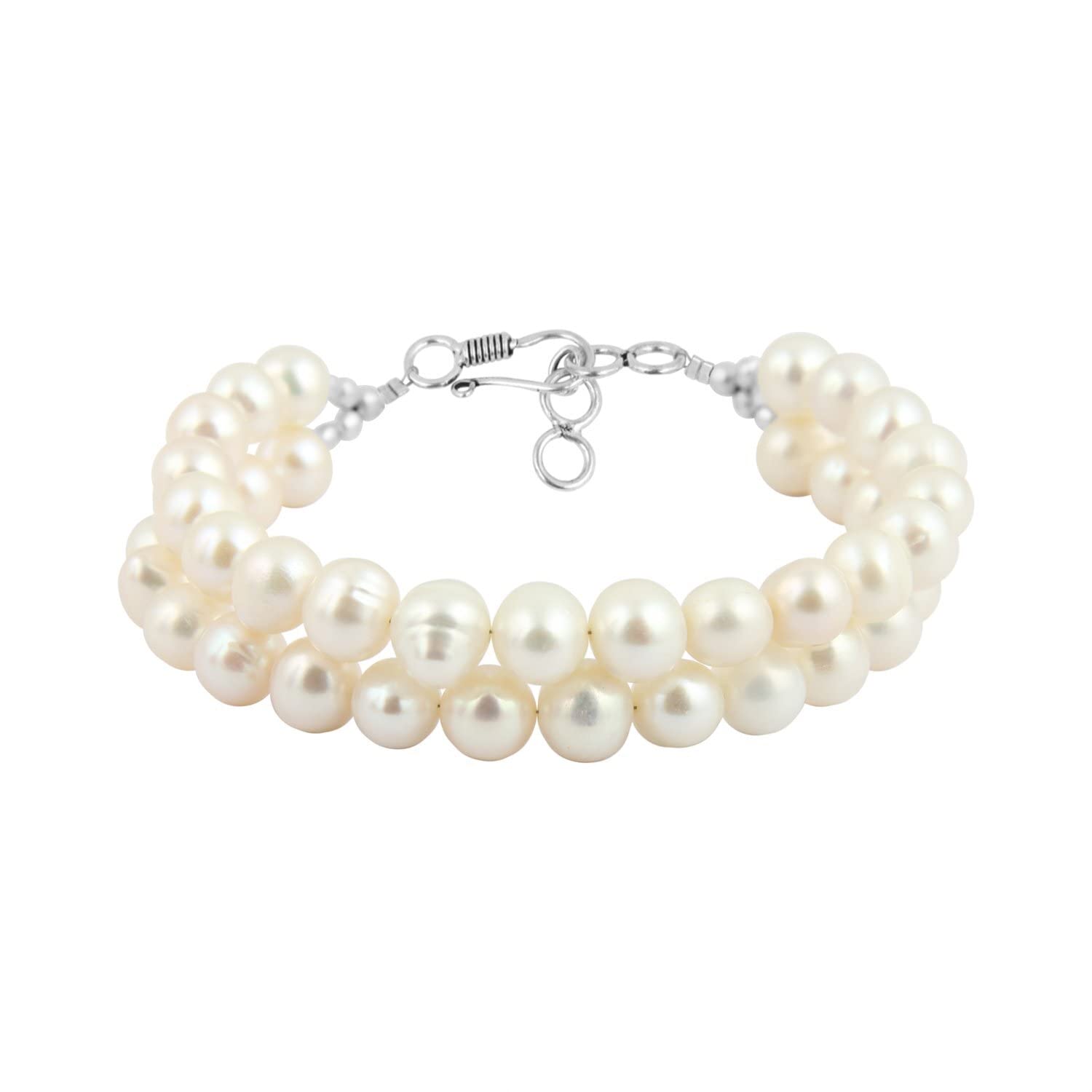 Pearlz Gallery White Freshwater Pearl Two Strands Bracelet For Girls & Women (B011TX9B7E) Amazon Price History, Amazon Price Tracker