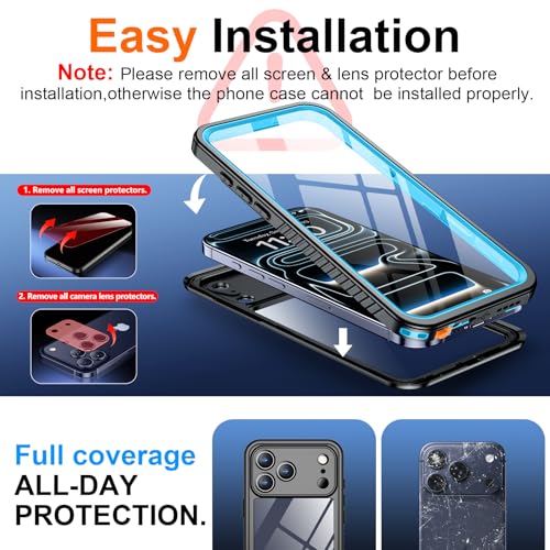 Coque étanche iPhone 17 Pro SPIDERCASE avec protection écran intégrée bleu
