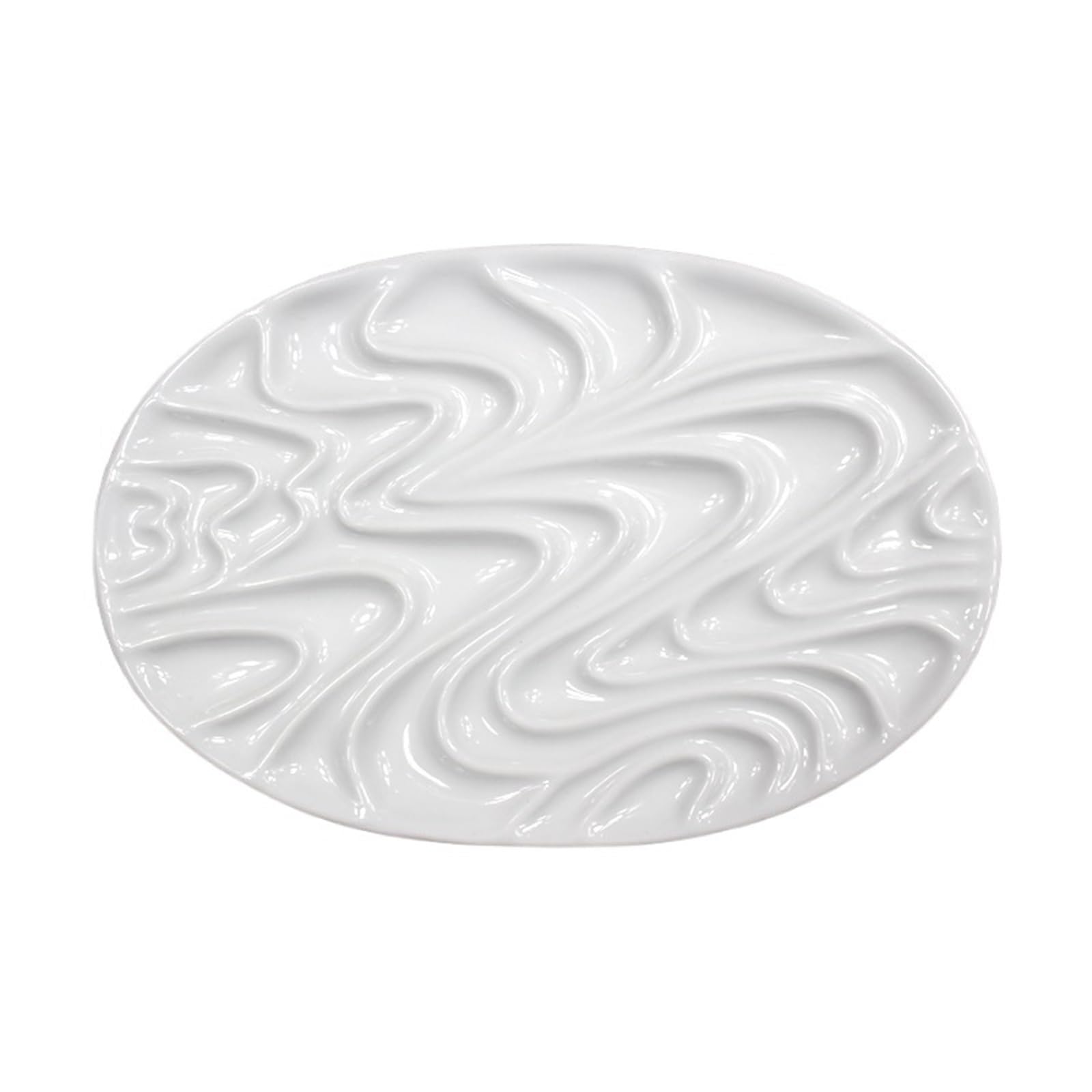 Paint Palette, Flat Ceramic Paint Mix Palette, Multiple Shapes(Oval wave)