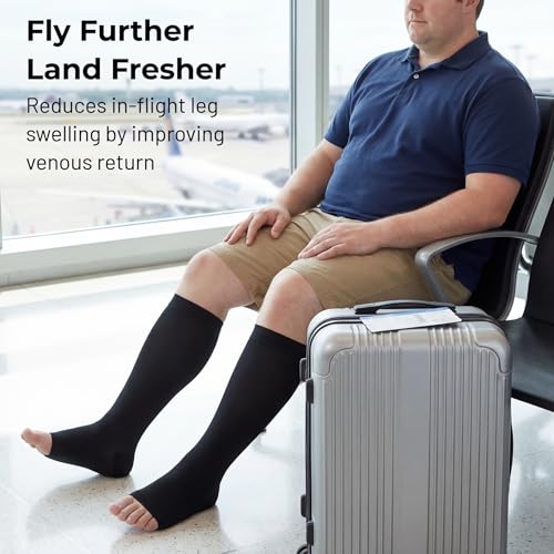 Image of MGANG Knee High Compression Socks 20-30mmHg, Varicose Veins, Short Length | Graduated Compression, Extra Wide Calf, Circulation, DVT, Swelling, Nurses, Pregnancy, Standing, Office, Flight, Travel