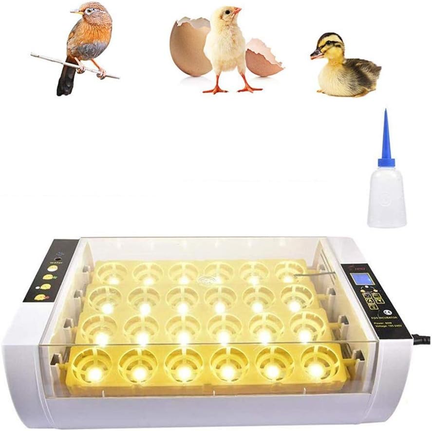 Egg Incubator Automatic Turning with LED Light Temperature Control 24 Digital Eggs Poultry Hatcher for Chicken Duck Goose Quail Eggs Poultry Hatcher for Chicken Duck Goose Quail