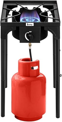 Miniatura 2 de MTFY Estufa de campamento al aire libre, estufa de gas propano de alta presión de un solo quemador, estufa de campamento, cocina de gas portátil