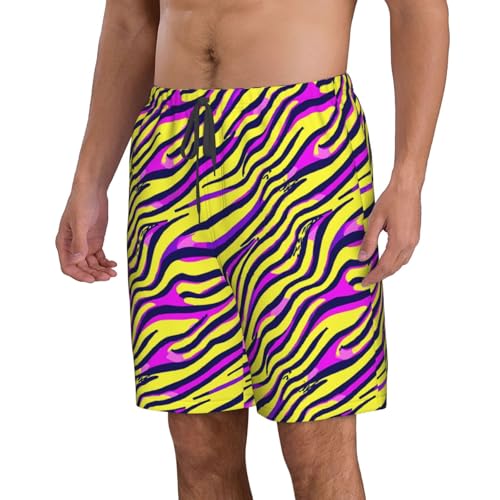 Turquoise Yellow Checkerboard Men's Beach Shorts Quick Dry Swim Shorts with Pockets Summer Casual Swim Trunks2