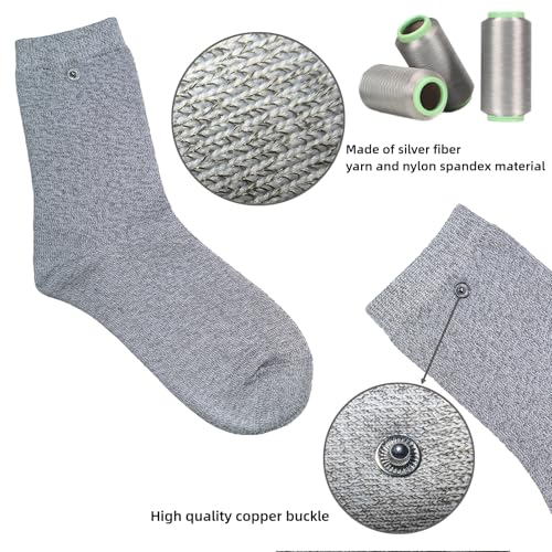 Image of Grounding Socks, Conductive Silver Fiber Socks,Release Static Electricity,1 Pair(Includes 2 Grounding Wire)