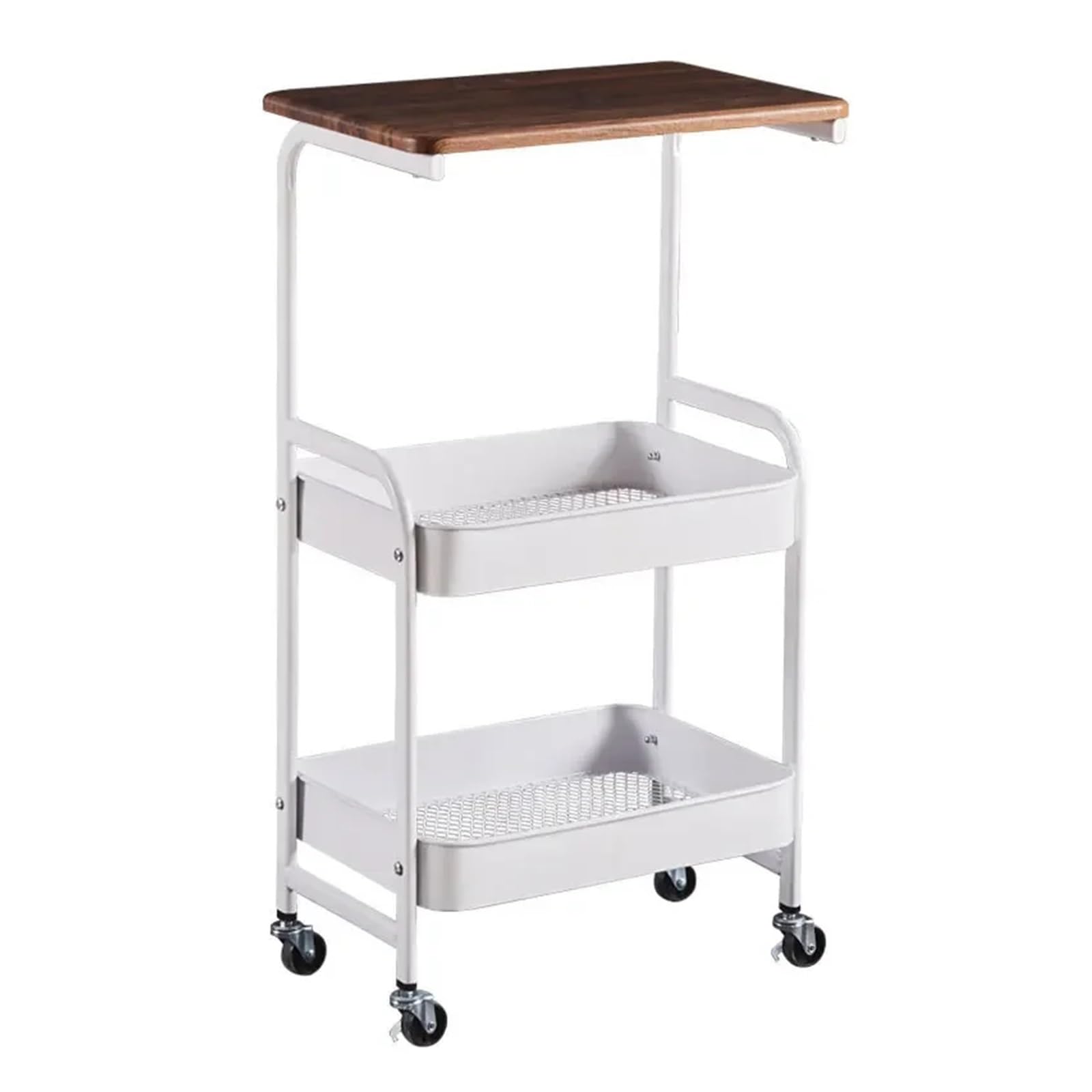Fzl02068lm White Serving Trolleys Slim Storage Cart 3-Tiertabletop Wooden Trolley With Wheels For Laundry Room Narrow Place Kitchen Bedroom Tabletop Organization(White)