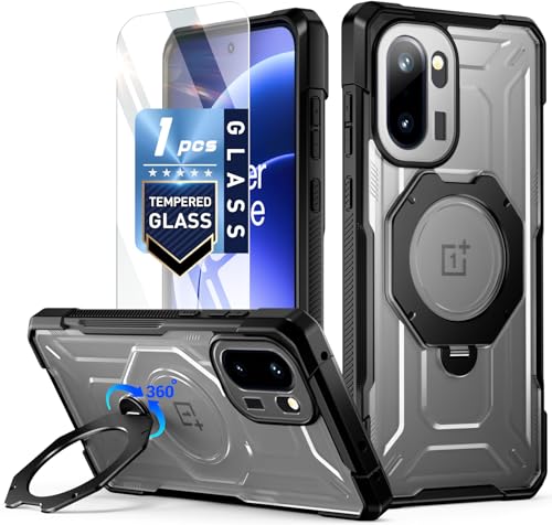 POETIC OnePlus 15R�p�P�[�X | �~���^���[�O���[�h�ϏՌ��ی�J�o�[ | 360°��]���}�O�l�b�g�����O�X�^���h | �����K���X�X�N���[���v���e�N�^�[�t�� | �������}�b�g�d�グ�P�[�X | �u���b�N/�N���A