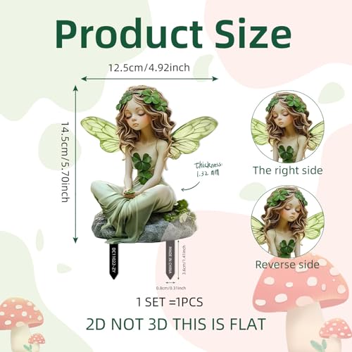 Elfe Gartendeko Stecker,2D Grüne Elf Gartenstecker für draußen, Lustige Gartenfigure Elfestecker (Grün, 14.5cm*12.5cm) – Bild 4