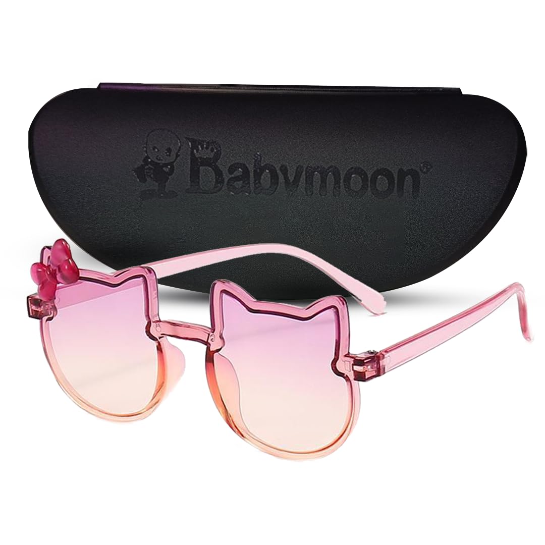 BabyMoon Baby Boys Girls Cat Style Unisex Kids Sunglasses with Case | Baby Return Gift Set | Pink-Purple BabyMoon Baby Boys Girls Cat Style Unisex Kids Sunglasses with Case | Baby Return Gift Set | Pink-Purple