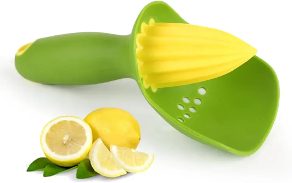 Espremedor Manual de Limão e Laranja, em Silicone, com Recipiente Coletor de Sementes (VERDE)