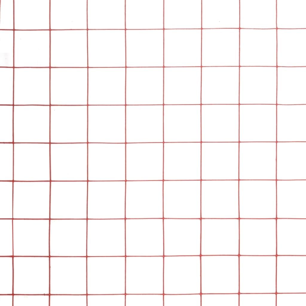 Ogrodzenie druciane ze stali z powłoką PCW, 25 x 1 m, czerwona, siatka druciana do ogrodu, hodowli drobiu, ochrona drzew, odporna na warunki atmosferyczne