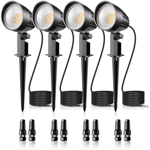 MEIKEE Iluminación LED de paisaje de 7 W, 800 lm CC, 12 V, luces de paisaje de bajo voltaje, 2700 K, blanco cálido, IP66, impermeables, para exteriores, para patio, césped, jardín, entrada (paquete de