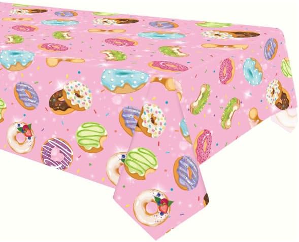 4 Pack Sprinkle Donut Party Tablecloth Decoration - Pink Donut Party Decorative, Two Sweet Tablecover Table Cloth, for Baby Shower Girl Sweet One Birthday Supplies (51 x 86 Inches)