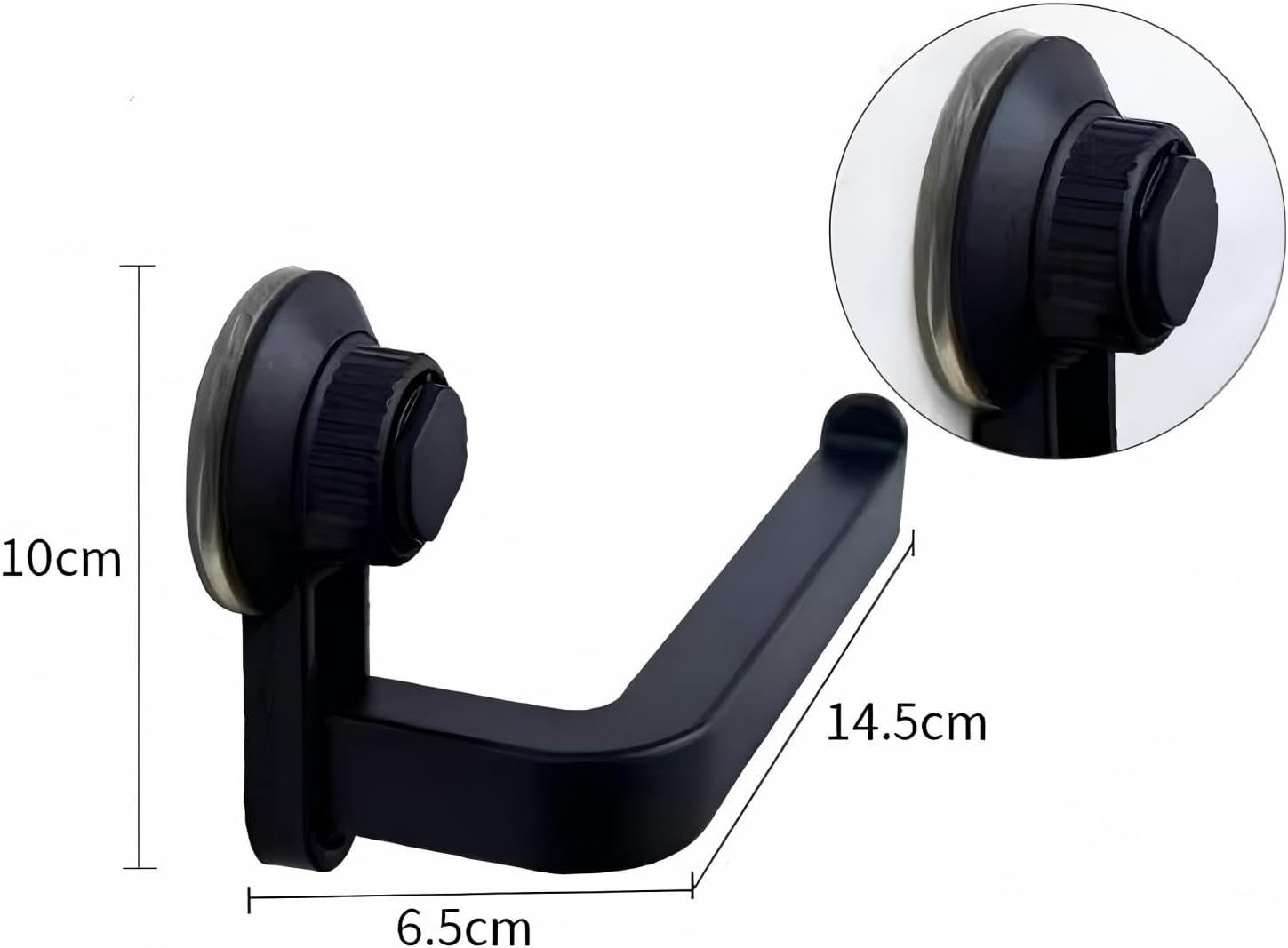 Suction Cup Toilet Paper Holder Wall Mount, Matte Black ABS Tissue Roll Dispenser, No-Drill Self-Adhesive Paper Towel Rack for Bathroom, Kitchen & Laundry Room with Strong Vacuum Grip