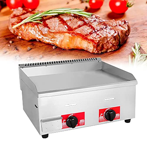 Plancha de gas LPG de acero inoxidable resistente comercial para exteriores, antiadherente, placa caliente plana para cocinar a gran volumen, ideal para hamburguesas y más