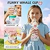 Whale Fountain Tumbler, Drinking Cup With Whale Squirt, 18oz Whales Water Bottle With Adjustable Strap, Spill Proof Whales Cup For Kids, Portable Leak Proof Training Sippy Cups For School (A-Pink)