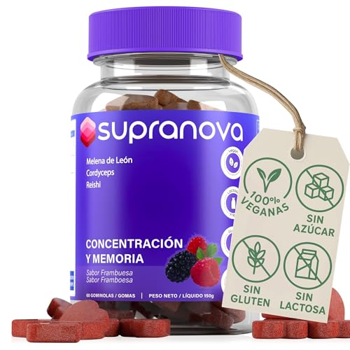 Gominolas nootrópicas de hongos adaptógenos para mejorar la función cognitiva (melena de león, cordyceps y reishi)(60 gummies). Gomitas a base de nootropicos memoria y concentracion. 100% veganas