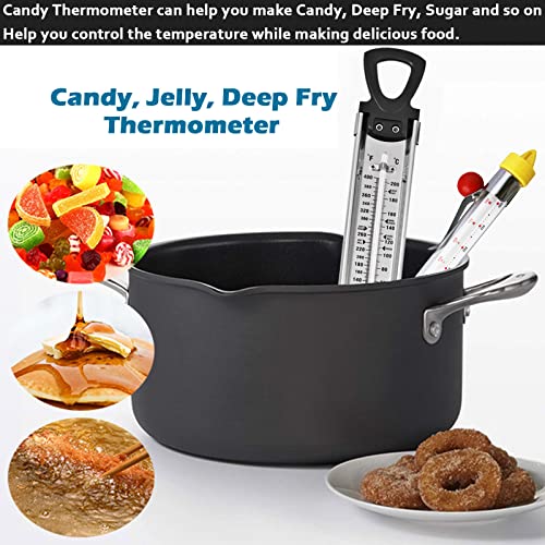 2 Pack Candy Thermometer With Pot Clip, Sugar Syrup Jam Jelly Oil Deep Fry Thermometer With Hanging Hook, Stainless Steel Thermometer Kitchen Cooking Thermometer For Food #TOP6
