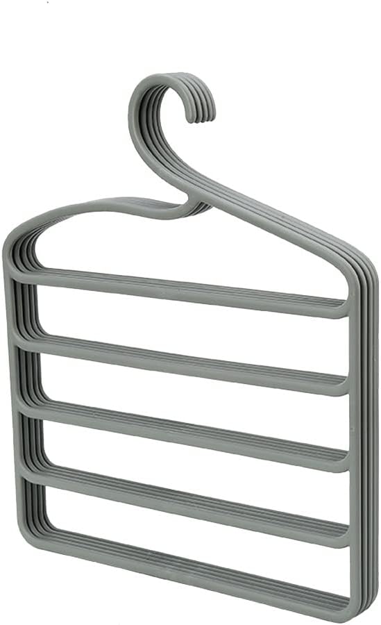 JSEIAJB 5 Layers Hanger Multifunctional Pants Hangers Trousers Wardrobe Closet Organizer Storage Holder Space Saver Rack Clothes Hangers(E)