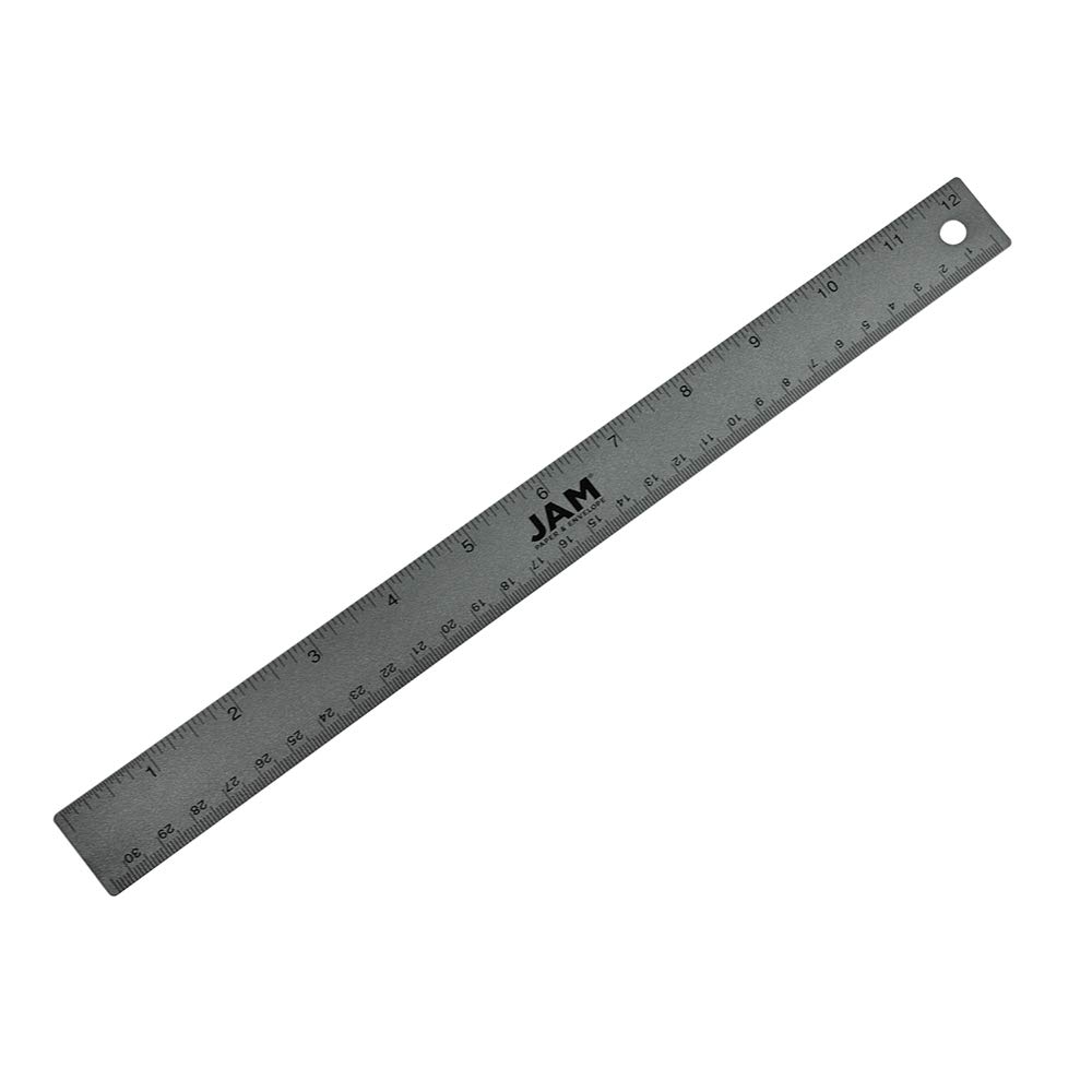 JAM Paper Lineal aus Edelstahl, 30,5 cm Pack of 12 grau