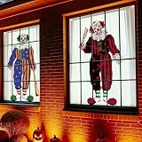 Halloween Decorations Window Clings Decor: 2pcs Large Evil Clown with Horror Mask Face Halloween Decals Indoor, Scary Creepy Bloody Clown Dark School Home Office Party Supplies for Glass Windows